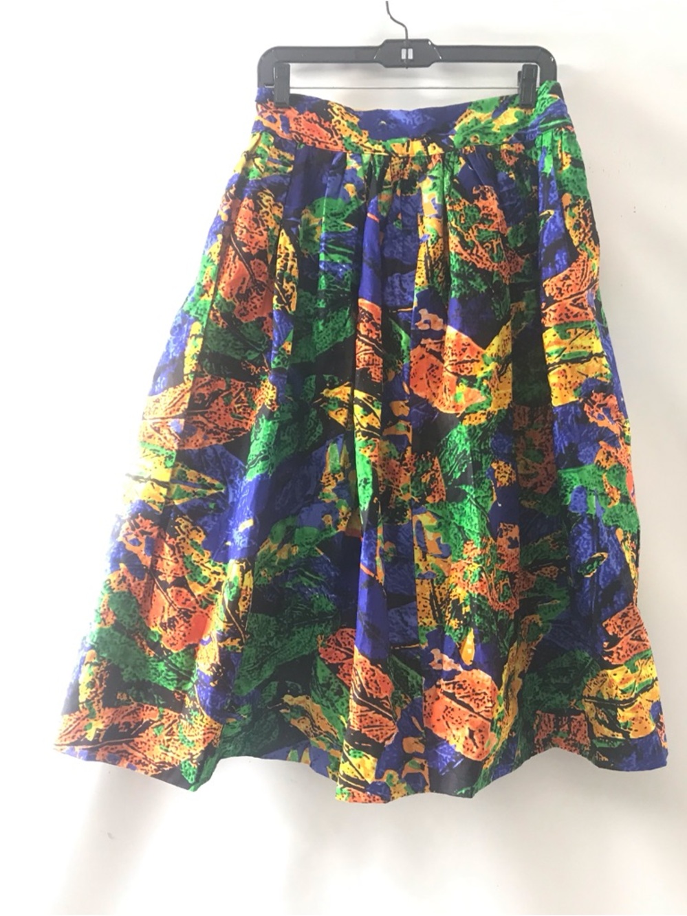 New African Multi Print Midi Flare Ankara Skirt Size L Luxury Kanga Traditional